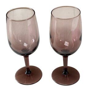 Vintage Plum-Colored Wine Glass Set Of 2